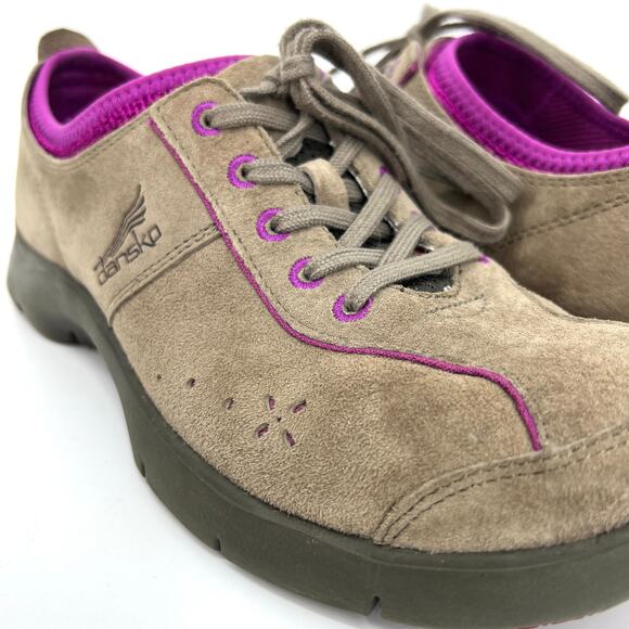 Dansko Elise Taupe Pink Suede Non Slip Sneakers Shoes Euro Size 39 - Picture 9 of 13